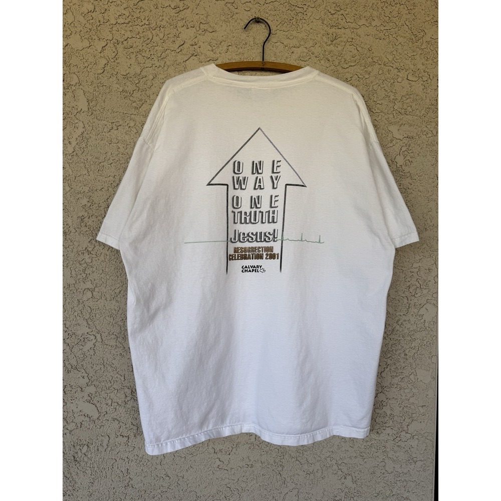 Vintage 2001 One Way One Truth Jesus God Resurrection T-Shirt Y2K XL